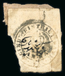 Stamp of India » 1852 Scinde Dawk India 1852 Scinde District 1/2a white, imperforate used, attached to a small part of a native letter