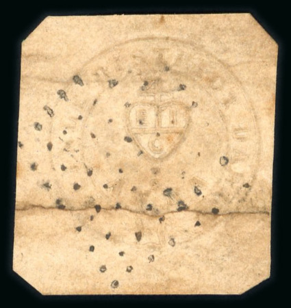 Stamp of India » 1852 Scinde Dawk India 1852 Scinde District 1/2a white, imperforate, stamp has been extensively repaired