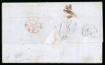 Stamp of India » Postal History 1861 Calcutta, folded lettersheet 23 Dec sent to Lyon « via France”