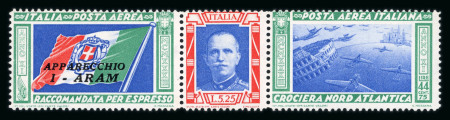 Stamp of Italy » Regno d'Italia 1933 Air Mail stamps Sassone n° 52 and 52G mint *.