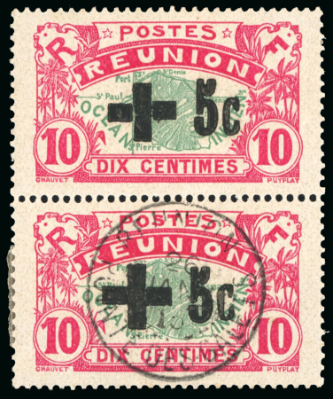 Stamp of Colonies françaises » Réunion 1915-1916,  Croix-Rouge Y&T n° 80 en paire, un timbre