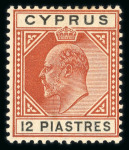 Stamp of Cyprus » King Edward VII Issues 1902-04 12pi chestnut and black, mint, showing "OA" for "CA" watermark variety