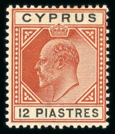 Stamp of Cyprus » King Edward VII Issues 1902-04 12pi chestnut and black, mint, showing "OA" for "CA" watermark variety