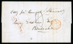 Stamp of India » Postal History 1853/54 two letters from Calcutta to Bordeaux, France, with boxed Calcutta GPO ship letter