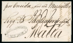 Stamp of Malta 1864 Folded stampless entire from Rio de Janerio, Brazil