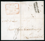 Stamp of India » Postal History 1841 letter datelined 30 Jan sent from Calcutta to Liverpool, with red boxed Calcutta GPO Ship