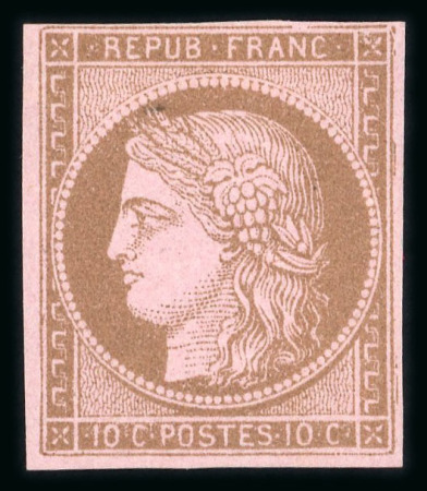 Stamp of France » Emission Cérès 1871-72 1871, type Cérès, YT n° 58b* non dentelle.TB et certificat