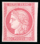 Stamp of France » Emission Cérès 1871-72 1871, type Cérès, YT n° 57C * non dentelé, TB et certificat