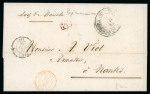 Stamp of India » Foreign Settlements in India » French Indian Settlements 1869 Pondicherry to Nantes, France, entire letter with endorsement “Suez & Marseille”