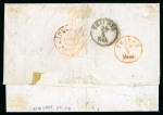 Stamp of India » Used Abroad » Straits Settlements » Singapore (172) 1854 4a red, two singles, cut to shape, tied diamond