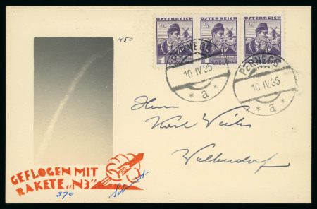Stamp of Aerophilately » Rocketmail 1935 F. Schmiedl emergency regulations rocket N3 stationary card in complete set of seven