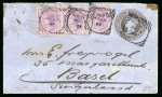 Stamp of India » 1855-1946 De La Rue and later Crown Colony Issues 1888/97 two Indian QV 1a stationary envelopes, sent Bombay-Switzerland uprated with scarce strip of three 9p