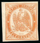 Stamp of France » Télégraphe 1868, timbre télégraphe YT n° 3 **, pleine gomme d'origine,