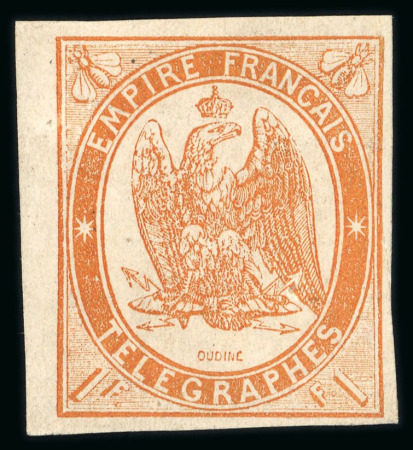 Stamp of France » Télégraphe 1868, timbre télégraphe YT n° 3 **, pleine gomme d'origine,