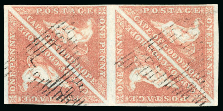 Stamp of South Africa » Cape of Good Hope 1853 1d brown-red on slightly blued paper in block of four, used