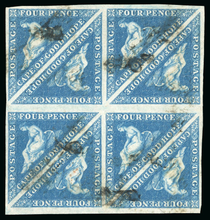 Stamp of South Africa » Cape of Good Hope 1853 4d deep blue on slightly blued paper in used block of eight