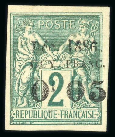 Stamp of Colonies françaises » Guyane française 1886-1888, Y&T n° 1 *, signé brun, cote 900€, TB.