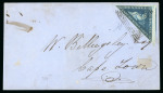 Stamp of South Africa » Cape of Good Hope 1853 4d deep blue on slightly blued paper with clear to very large margins on cover from Aliwal to Cape Town