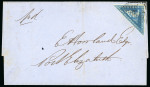 Stamp of South Africa » Cape of Good Hope 1853 4d blue on slightly blued paper with good margins on cover from Grahamstown to Port Elizabeth