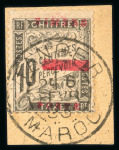 Stamp of Colonies françaises » Maroc 1893, taxe surchargés, Y&T n°9/10, oblitérés sur deux