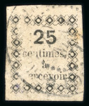 Stamp of Colonies françaises » Guadeloupe 1876, timbre taxe YT n° 1 Oblitéré, signé Calves, cote