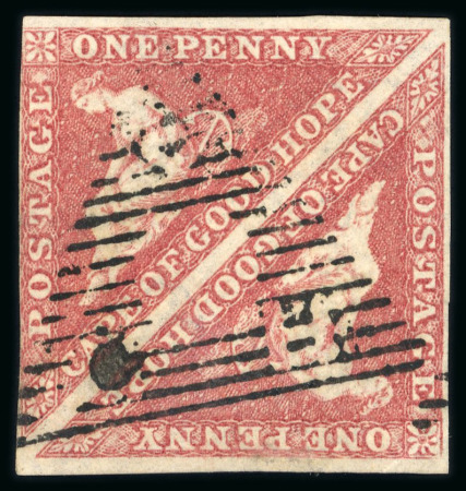 Stamp of South Africa » Cape of Good Hope 1855 1d rose on cream toned paper sideways watermark variety in used pair
