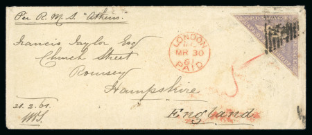 Stamp of South Africa » Cape of Good Hope 1855 6d pale rose-lilac on white paper with fine to good margins on neat little cover to England