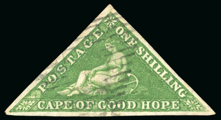 Stamp of South Africa » Cape of Good Hope 1855 1s bright yellow-green on white paper with large margins, used
