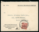 Stamp of Indian States » Hyderabad 1931-1934 a group of eight Hyderabad State “On HEH The Nizam’s Service” covers, plus a parcel piece with multiples, all addressed to Allondon Works Ltd. Calcutta and franked with a good range of official stamps overprint