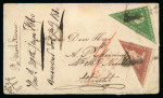 Stamp of South Africa » Cape of Good Hope 1855 1s bright yellow-green, good to large margins, with 1d rose, two margins, on front to Utrecht in the Netherlands