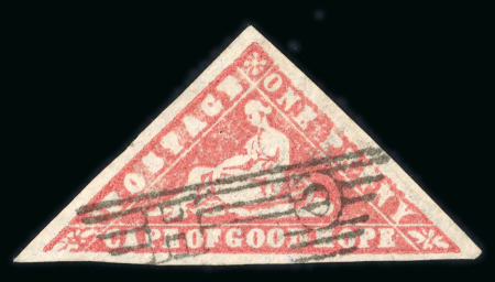 Stamp of South Africa » Cape of Good Hope 1861 1d carmine on laid paper with large margins, used