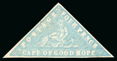 Stamp of South Africa » Cape of Good Hope 1861 4d pale grey-blue on laid paper with good margins, very lightly used
