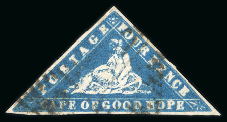 Stamp of South Africa » Cape of Good Hope 1861 4d deep bright blue on laid paper used with good margins