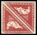 Stamp of South Africa » Cape of Good Hope 1863 1d deep carmine-red in mint pair with large part o.g.