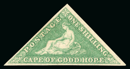 Stamp of South Africa » Cape of Good Hope 1863 1s bright emerald-greens mint with large part o.g.