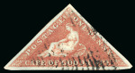 Stamp of South Africa » Cape of Good Hope 1853 1d deep brick-red on deeply blued paper fine used