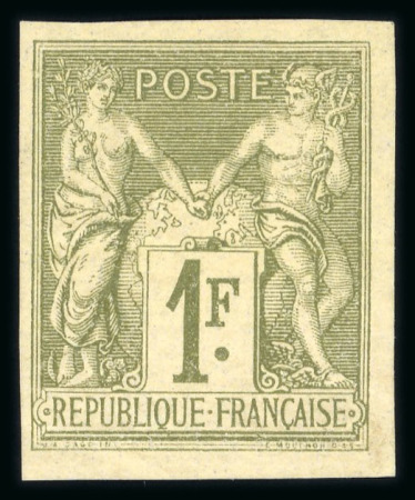Stamp of France » Type Sage 1876-1900 1883, Type sage 1 franc olive clair non dentelé Y&T