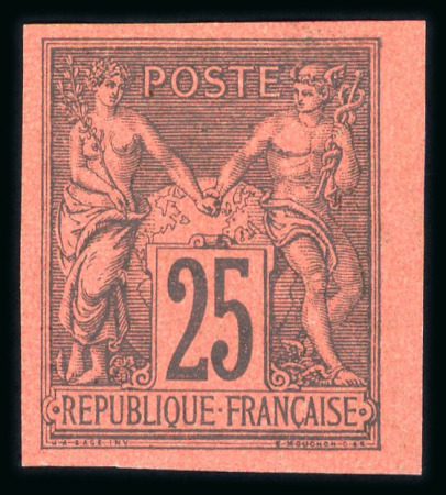 Stamp of France » Type Sage 1876-1900 1881, Type sage 25 centimes noir sur rouge non dentelé