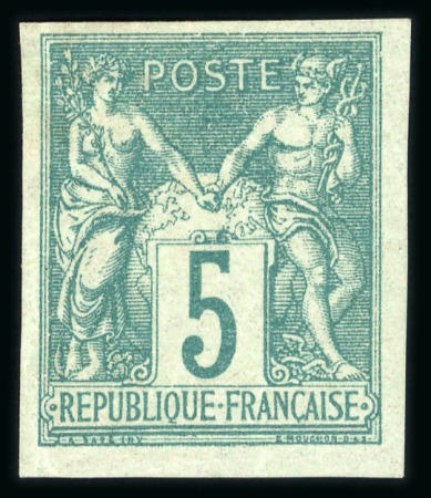 Stamp of France » Type Sage 1876-1900 1876, Type sage 5 centimes vert non dentelé Y&T n°64a