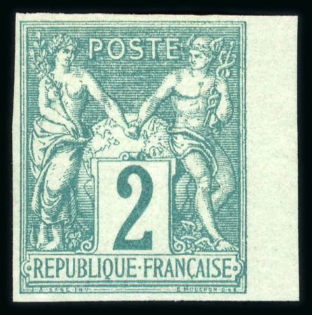 Stamp of France » Type Sage 1876-1900 1876, Type sage 2 centimes vert non dentelé Y&T n°62a