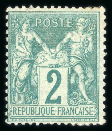 Stamp of France » Type Sage 1876-1900 1876, Type Sage 2 centimes vert Y&T n°62 type I *,