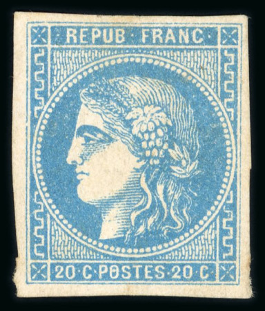 Stamp of France » Emission de Bordeaux 1870 1870, Emission de Bordeaux 20 centimes bleu type III