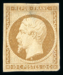 Stamp of France » Présidence de 1852 1852, Présidence 10 centimes bistre-jaune Y&T n° 9
