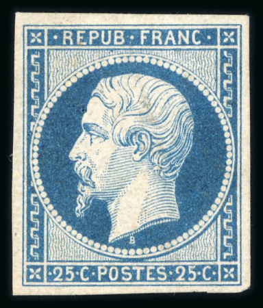 Stamp of France » Présidence de 1852 1852, Présidence 25 centimes bleu Y&T n°10 (*), 4 marges