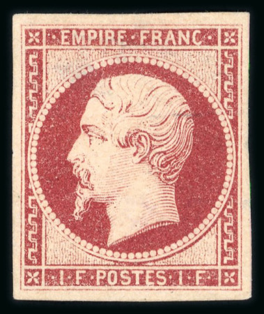 Stamp of France » Empire 1853-1862 1853, Napoléon III 1 franc carmin Y&T n°18 *, dérisoire