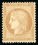 Stamp of France » Emission Cérès 1871-72 1871, Cérès 10 centimes bistre-jaune Y&T n°36 **, signé