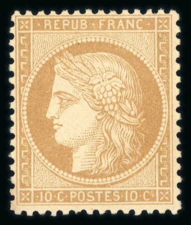 Stamp of France » Emission Cérès 1871-72 1871, Cérès 10 centimes bistre-jaune Y&T n°36 **, signé