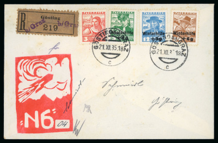 Stamp of Aerophilately » Rocketmail 1935 F. Schmiedl emergency regulations rocket N6 stationary card franked with 3gr, 5gr, 12gr, 24gr