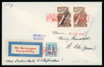 Stamp of Aerophilately » Rocketmail 1933 F. Schmiedl Catapult Rocket K1 cover (Hopferwieser 26e, 1200 eur), franked with Austrian 4gr + rocket stamp 20gr in horizontal pair (one stamp with “Katapultflug” overprint), tied by red boxed K1 rocket post handsta