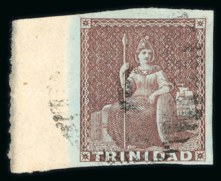 Stamp of Trinidad and Tobago » Trinidad 1851-55 1d purple-brown left marginal with full selvedge, used
